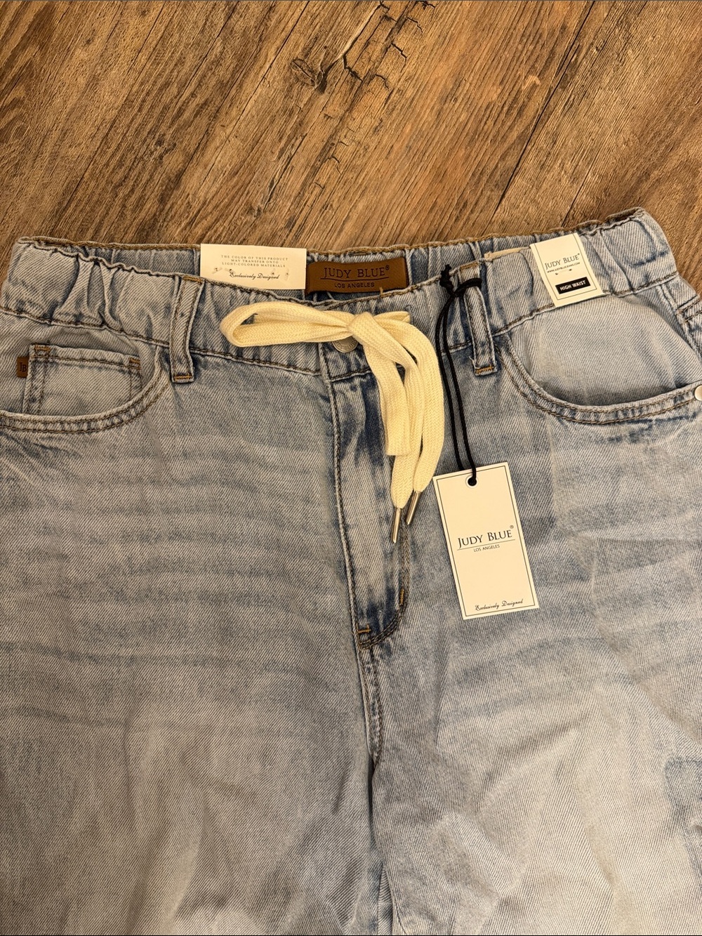 Judy Blue Pale Blue Wide-Leg Drawstring Jeans - Picture 3 of 4